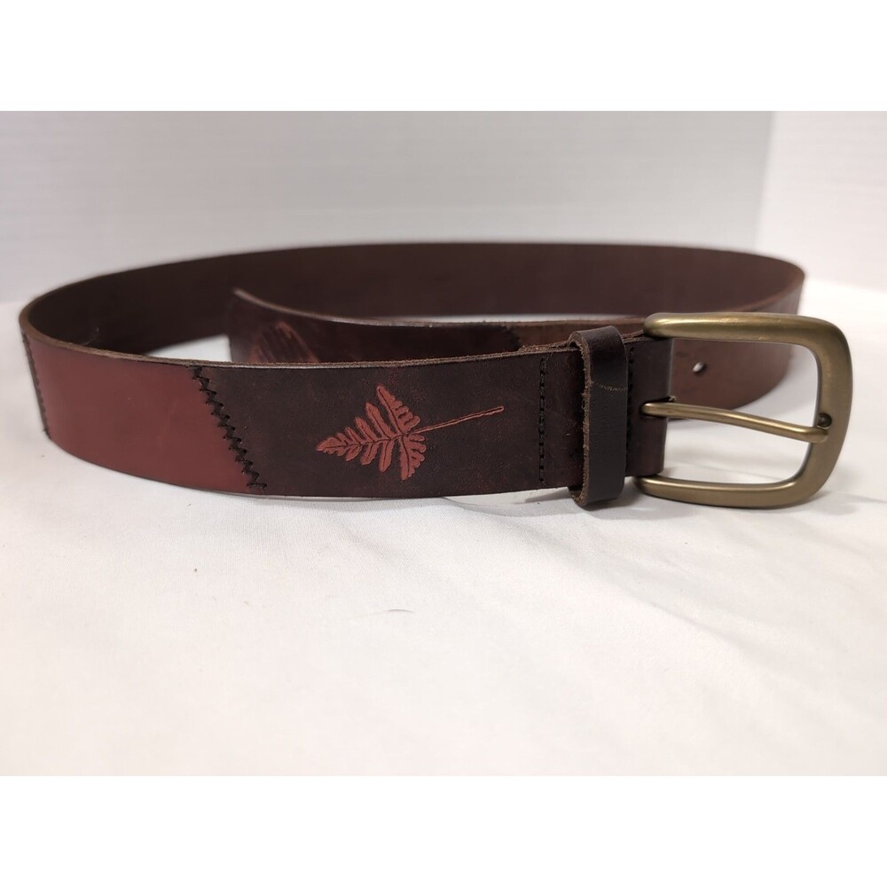 EDDIE BAUER WOMEN'S BROWN LEATHER SOLID BRASS BUCKLE BELT SIZE SM 29-32 2008